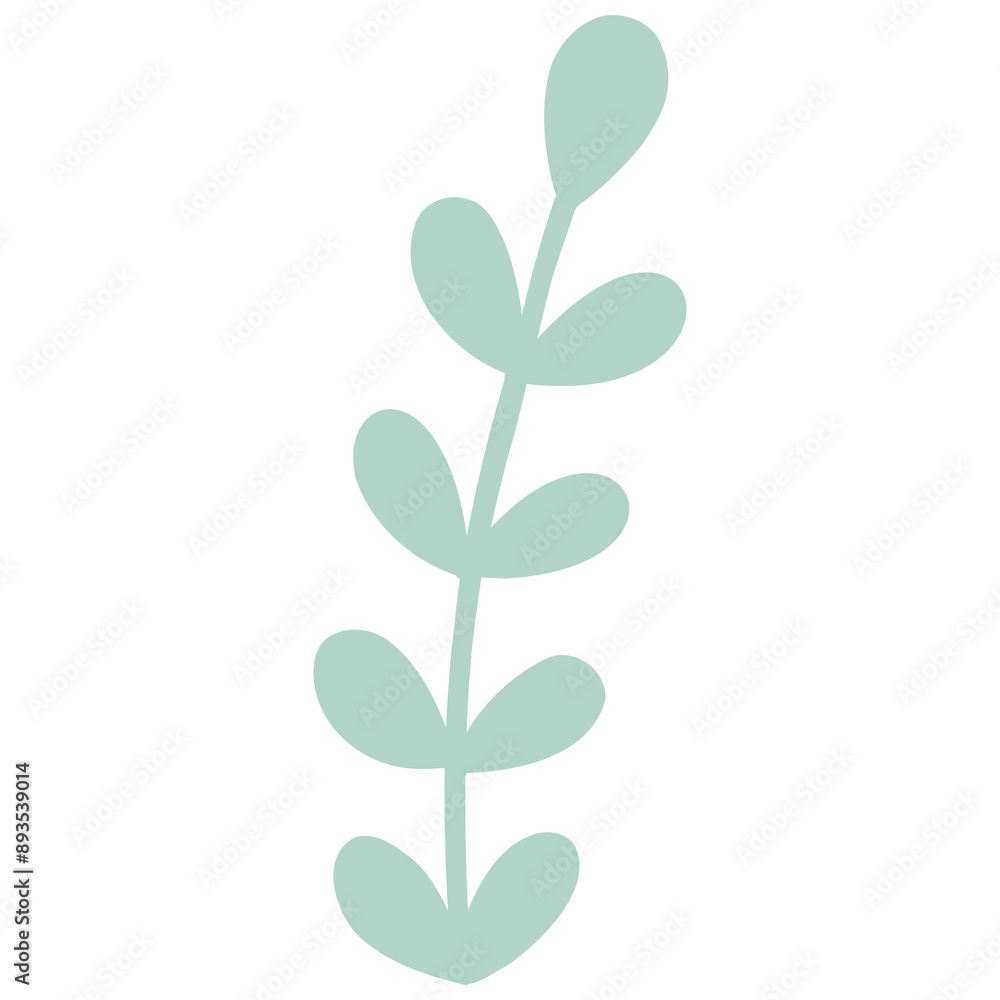Cute Cartoon Seaweed with Rounded Leaves in Pastel Colors and Simple Design