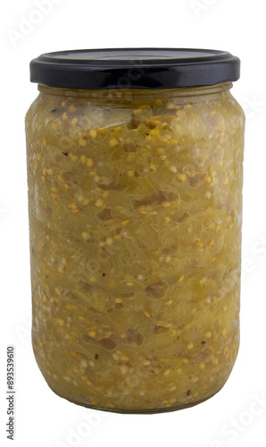 Pickled Eggplant in a Glass Jar