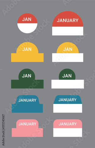 A set of colorful and various shaped index tab designs. index tab sticker to decorate diary, scheduler, calendar, planner.