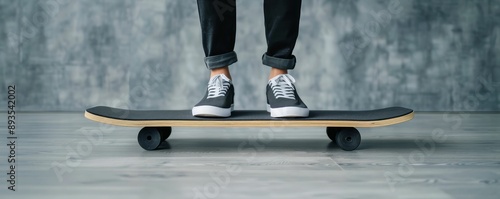 Athlete doing singleleg squats on a balance board, stability, photo