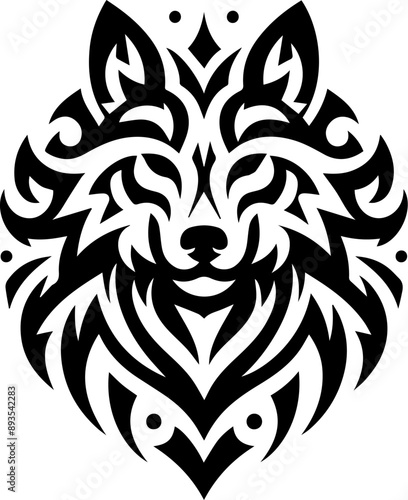 Symbolic Tribal Wolf Silhouette Design. Wolf Tattoo