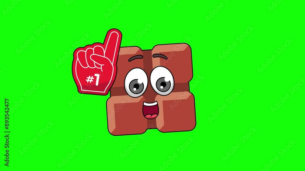 number 1 fan chocolate bar cartoon emoticon, looping animation number 1 fan chocolate bar cartoon emoticon, looping animation