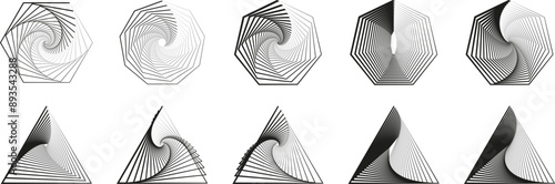 Vector set of impossible shapes. Optical illusion. Abstract shapes. Minimal geometric logo. Vector illustration EPS 10