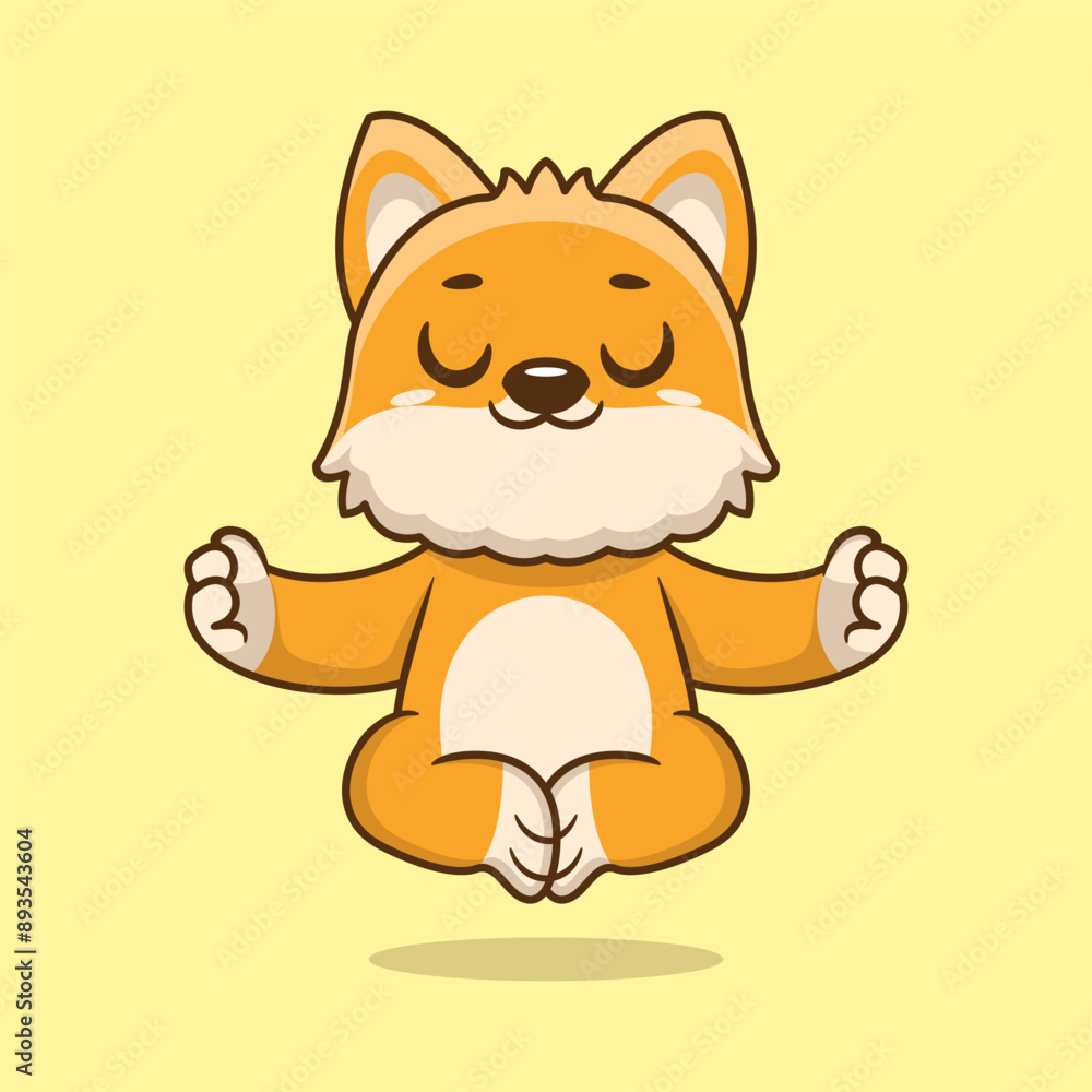 Cute cartoon dog sitting in yoga pose. cartoon animal vector illustration hand drawn Cute cartoon dog sitting in yoga pose. cartoon animal vector illustration hand drawn