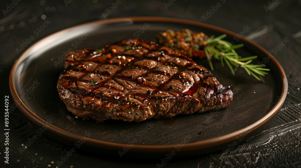 Succulent grilled beef steak with perfect sear marks Succulent grilled beef steak with perfect sear marks