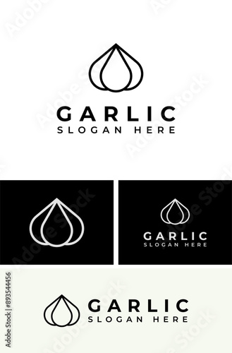 Simple Minimalist Black Garlic Onion Ail Clove Logo Branding Design Template
