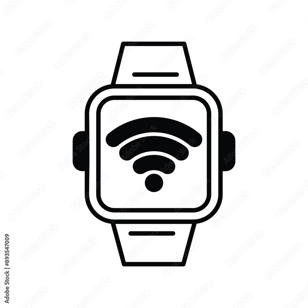 smart watch glyph icon with white background vector stock illustration smart watch glyph icon with white background vector stock illustration