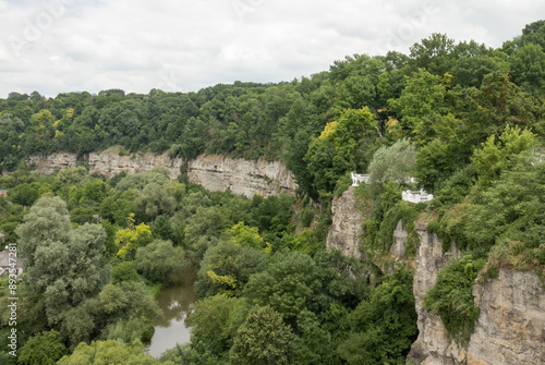 Green Smotrytsky Canyon in Kamianets-Podilskyi City in the summer