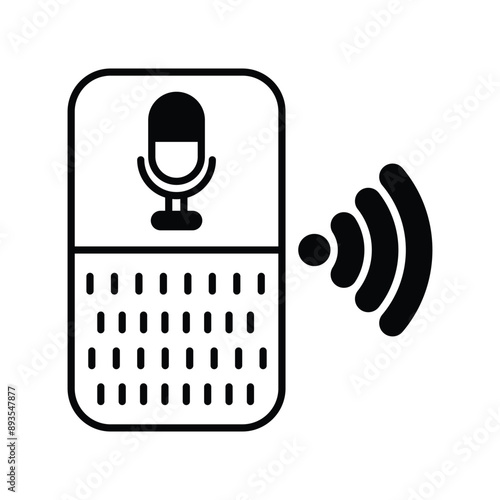 voice assistant glyph  icon with white background vector stock illustration