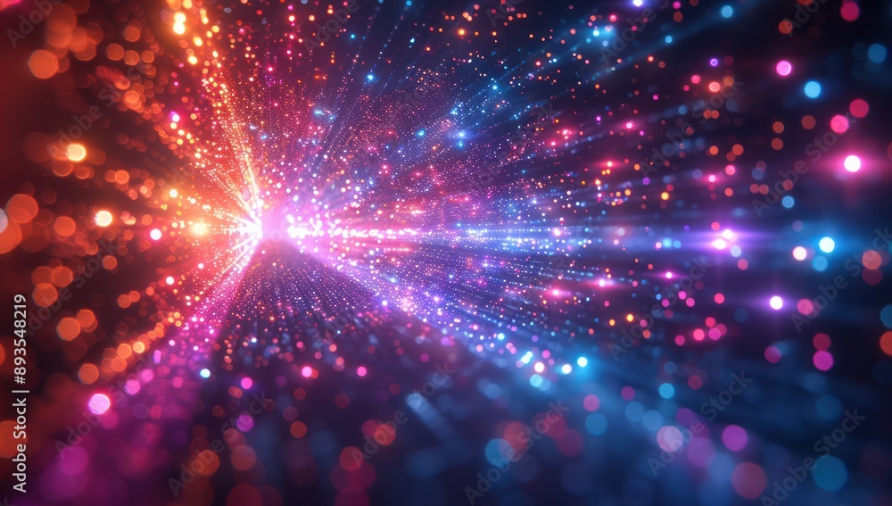 Fototapeta premium Glowing Particles and Light Streaks in Cosmic Space