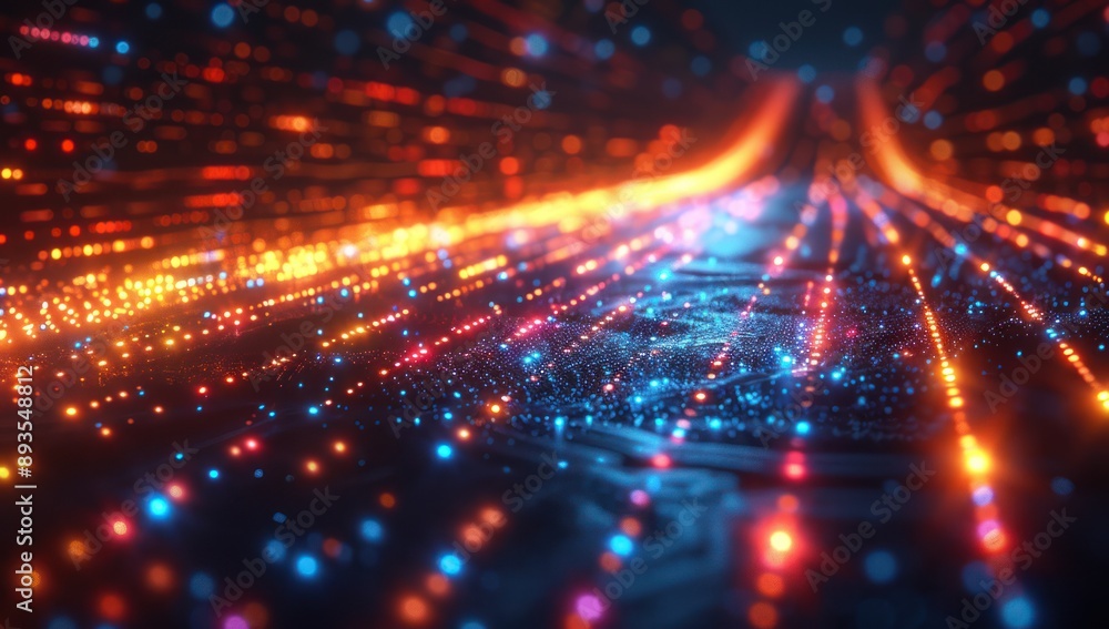 Abstract Digital Pathway with Glowing Lights Abstract Digital Pathway with Glowing Lights