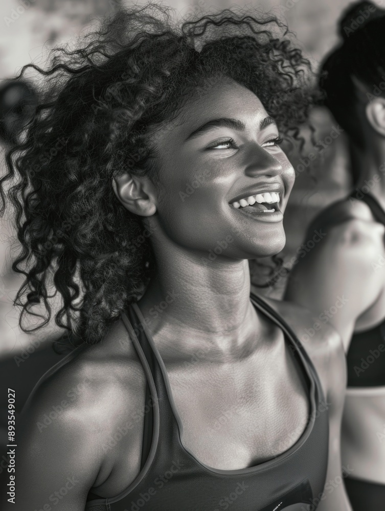 A black and white photo of two women with big smiles, showing joy and friendship A black and white photo of two women with big smiles, showing joy and friendship