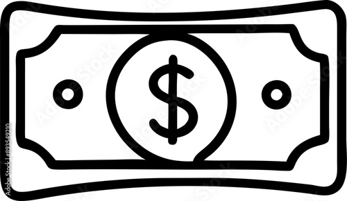 A sketch of a dollar bill featuring a dollar symbol