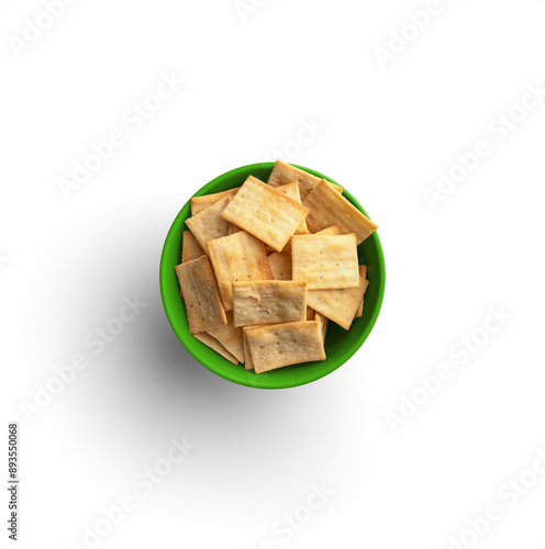 Square Crackers in Green Bowl photo