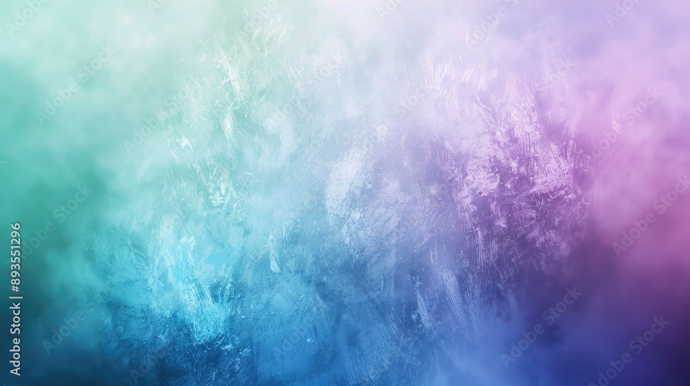 Fototapeta premium Blurred abstract effect with soft pastel gradient background featuring seamlessly blended blue, purple, and green hues.