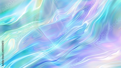 Holographic, blurred abstract effect achieved with a soft pastel gradient background featuring seamlessly blended blue, purple, and green hues.