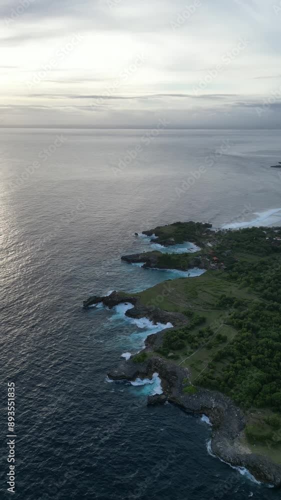 Aerial view of Devil's Tears coastline, Nusa Lembongan, Bali, Indonesia Aerial view of Devil's Tears coastline, Nusa Lembongan, Bali, Indonesia