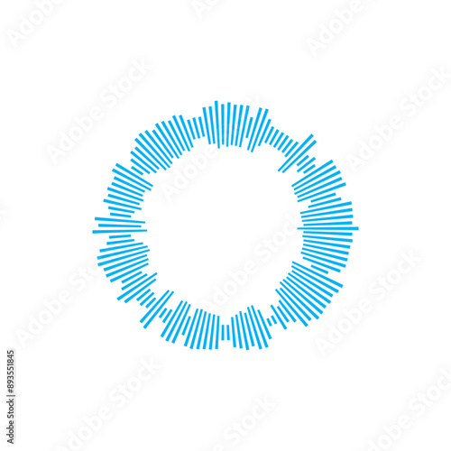 Blue sound wave radial pattern vector illustration