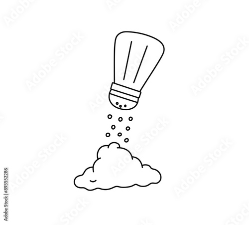 Vector isolated salt shaker with salt or pepper colorless black and white contour line easy drawing