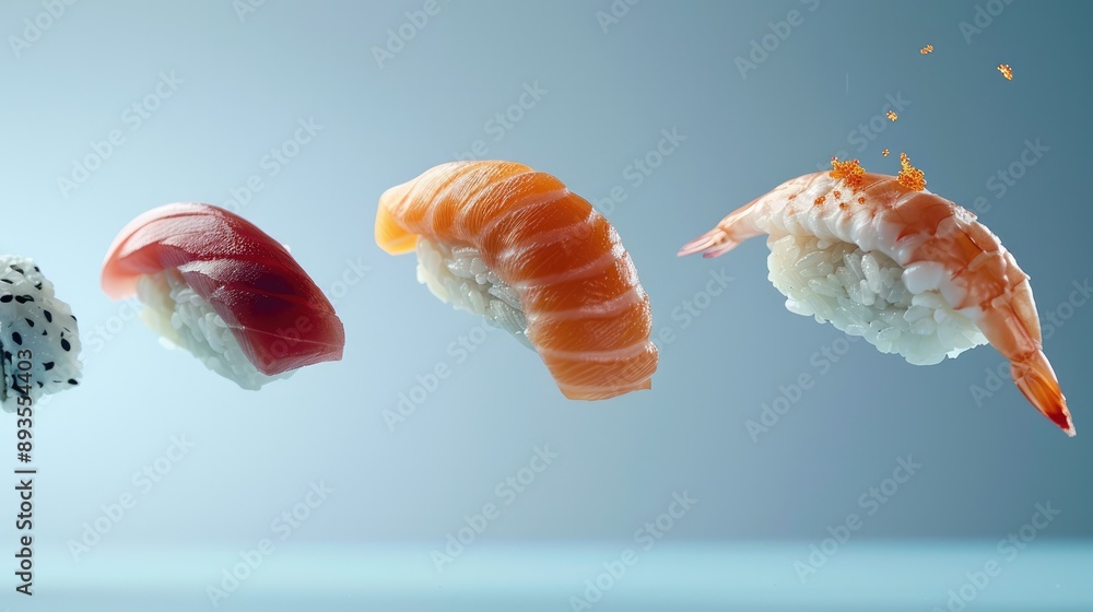 Levitating Sushi in Pastel Colors Levitating Sushi in Pastel Colors