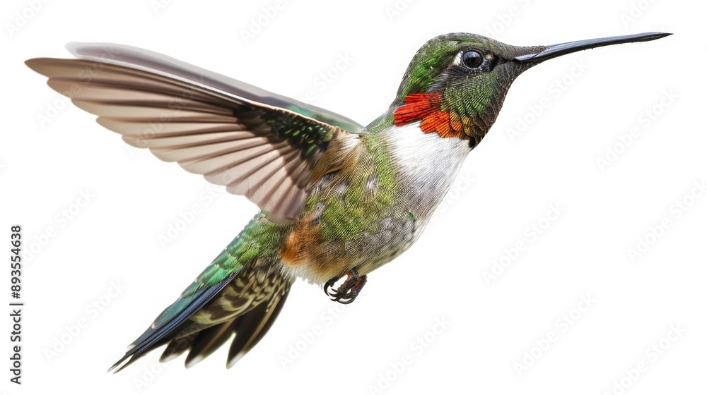 Fototapeta premium hummingbird in flight on white background