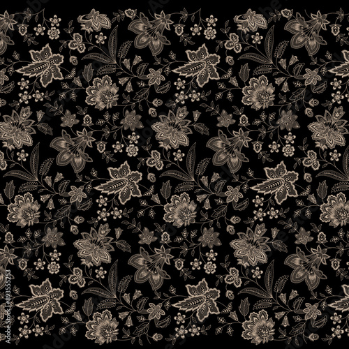 Embroidery seamless pattern design for digital and textile print on fabric photo