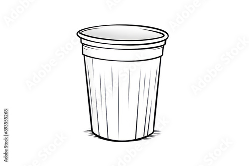 Wallpaper Mural minimalist sketch of a basic trash can outline, its simple lines contrasting with the clean white background. Torontodigital.ca