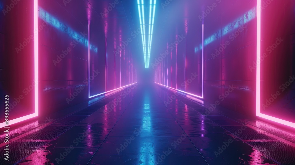 3D technology abstract neon light background, empty space with spotlight, dark night, virtual reality, and cyber futuristic vibes. 3D technology abstract neon light background, empty space with spotlight, dark night, virtual reality, and cyber futuristic vibes.