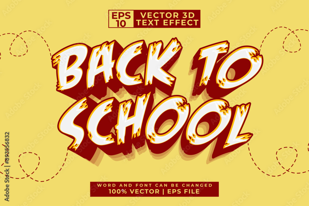 Editable text effect Back to school 3d brush stroke cartoon style premium template Editable text effect Back to school 3d brush stroke cartoon style premium template