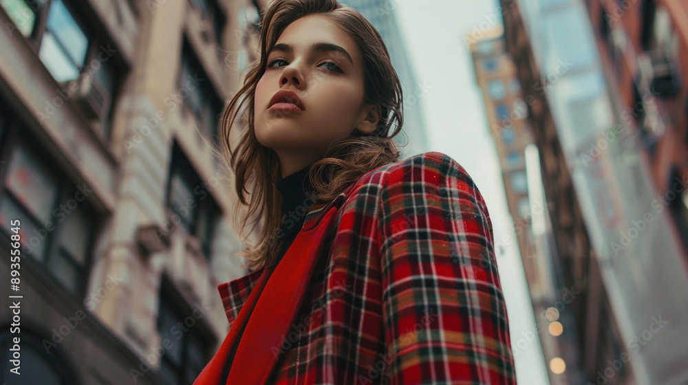 Fototapeta premium A fashionable model posing in an urban setting.