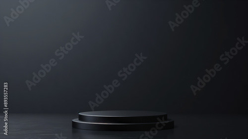 Elegant and luxury dark empty podium mockup for product display on dark background 3d render