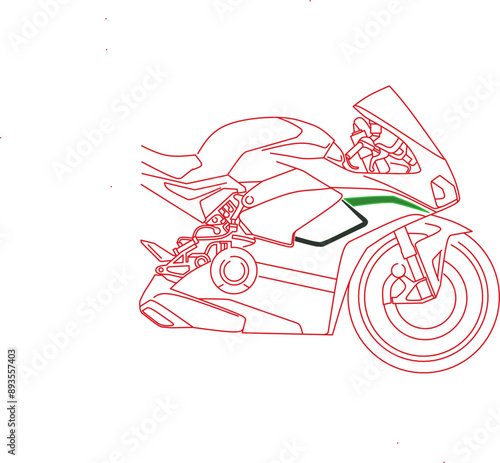 Ducati motor outline drawing vector