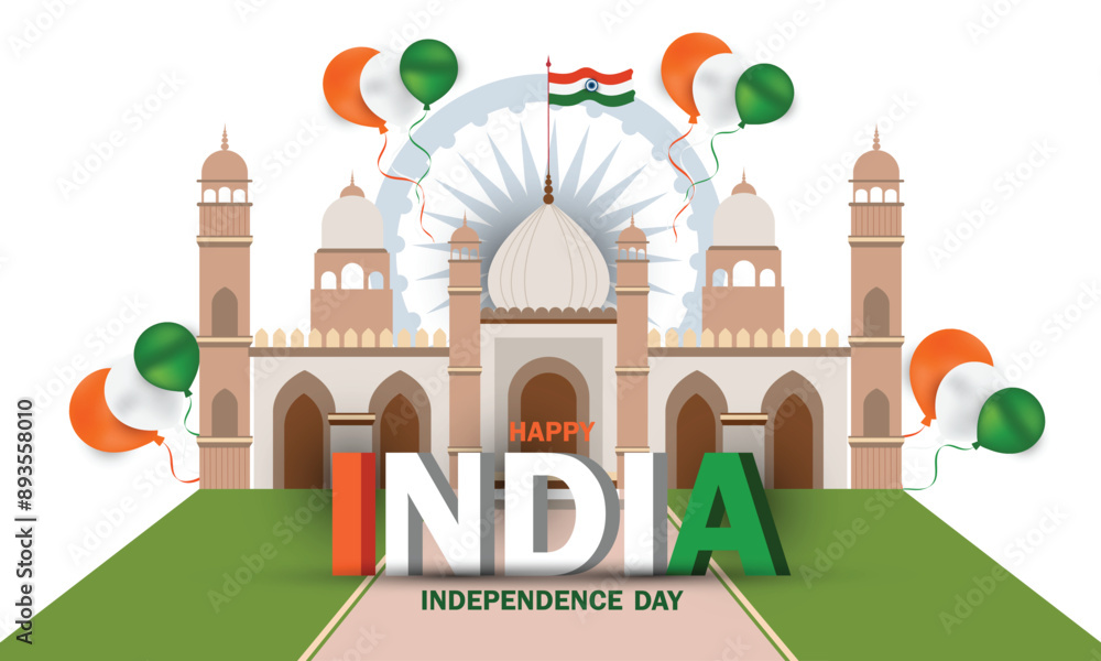 Famous monuments of India in background 15th august for happy independence day Famous monuments of India in background 15th august for happy independence day