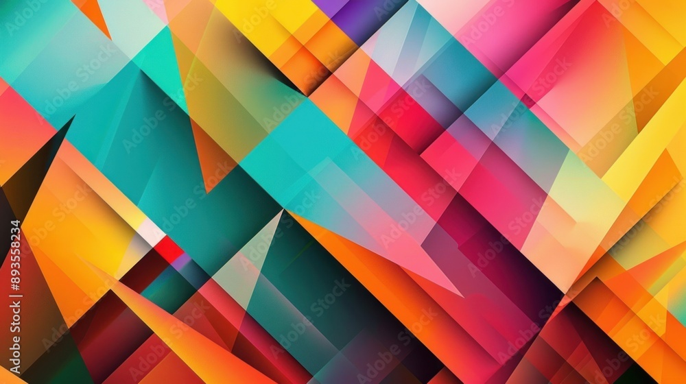 A digital illustration of a colorful geometric pattern with intersecting shapes and vibrant hues A digital illustration of a colorful geometric pattern with intersecting shapes and vibrant hues