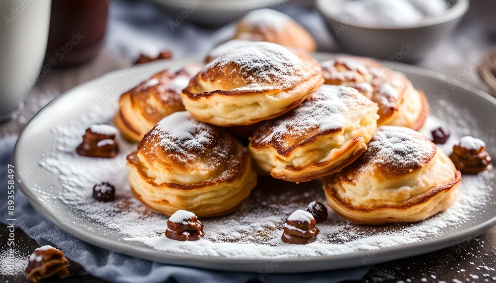 Homemade Aeblskiver Danish Pancake with Powdered Sugar
Homemade Aeblskiver Danish Pancake with Powdered Sugar