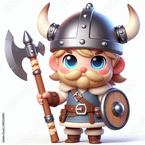 cute Viking Cartoon,3d Generative aI