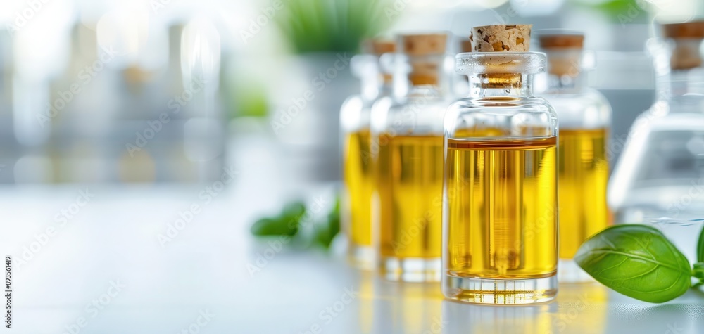 Aromatherapy oils being distilled in a lab, Oil lab cosmetic, Extraction process Aromatherapy oils being distilled in a lab, Oil lab cosmetic, Extraction process