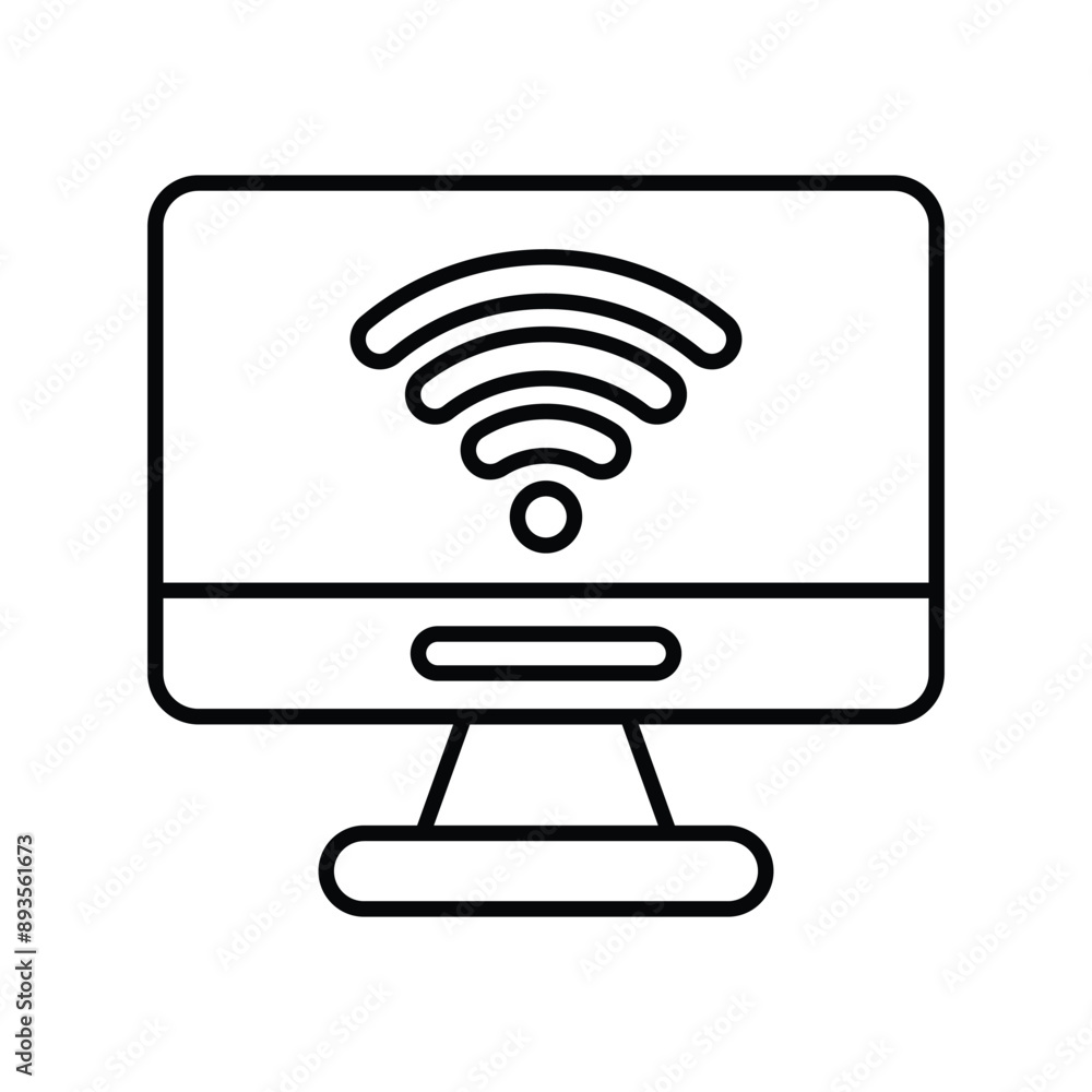smart TV line icon with white background vector stock illustration smart TV line icon with white background vector stock illustration