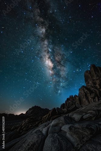 Stunning Milky Way Galaxy Over Rocky Landscape
