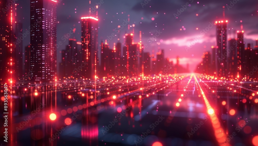 Fototapeta premium Digital Cityscape: A Futuristic Vision of Urban Life