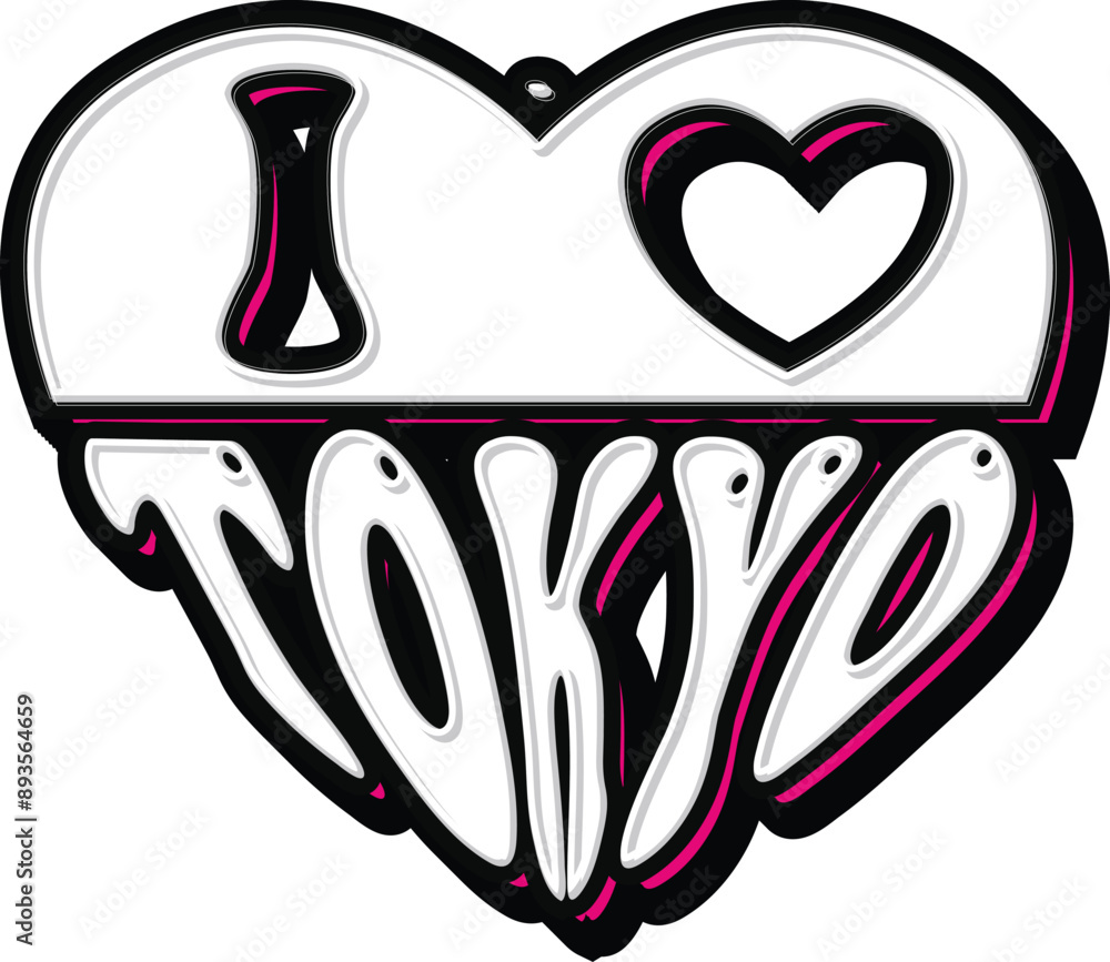 I Love Tokyo in Heart Shape hand lettering Typography vector Template I Love Tokyo in Heart Shape hand lettering Typography vector Template