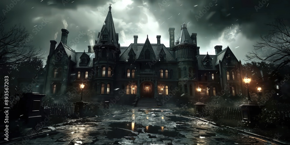 Fototapeta premium Haunted Mansion in the Rain