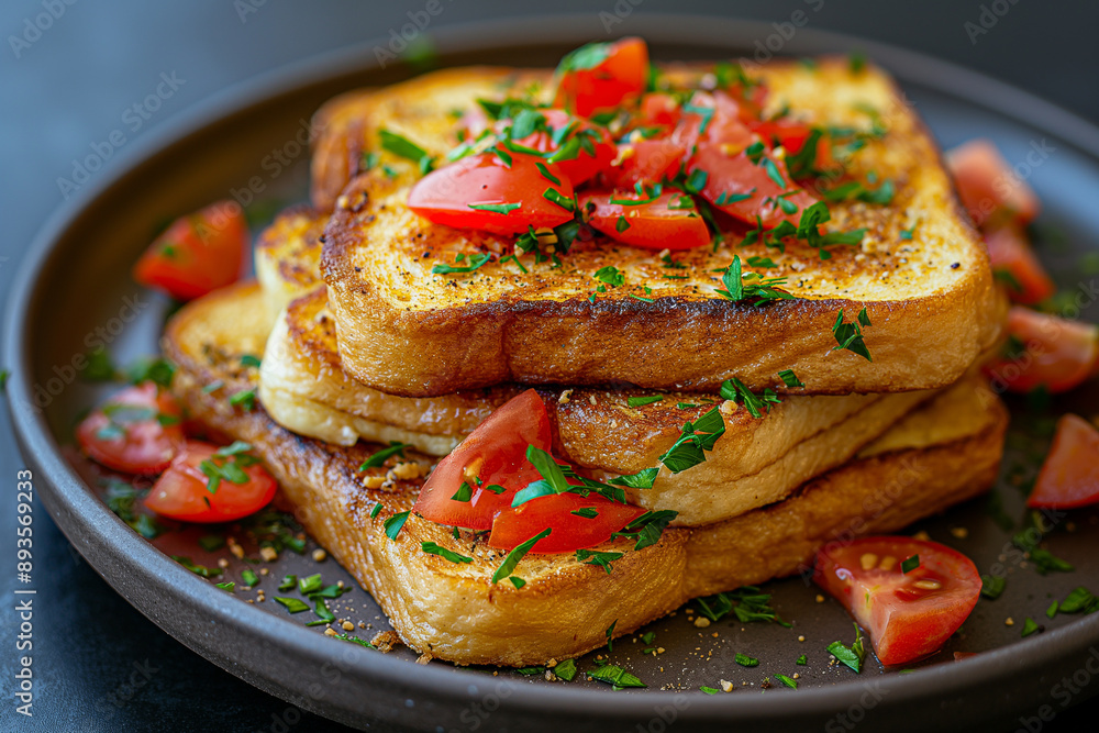 French toast with tomatoes, breakfast, morning French toast with tomatoes, breakfast, morning