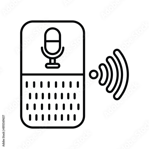 voice assistant line icon with white background vector stock illustration