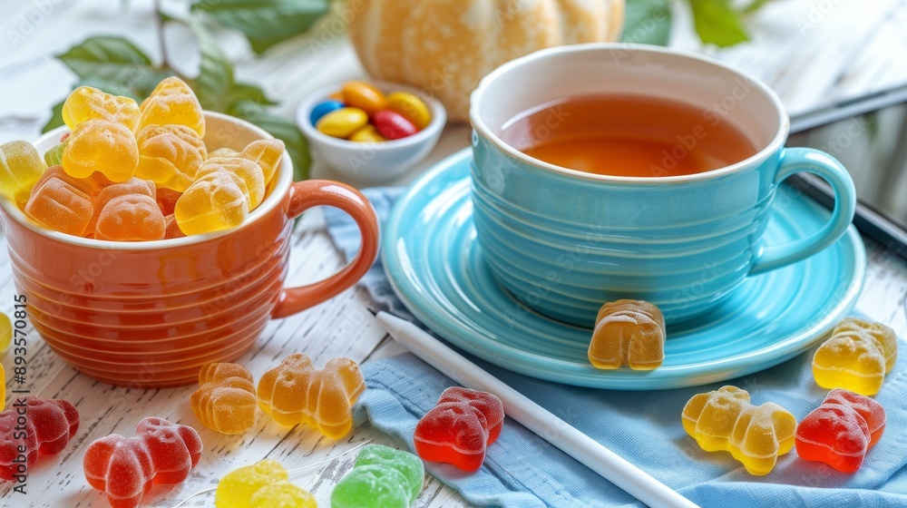 Cup of Tea and Candy, Delicious Break Cup of Tea and Candy, Delicious Break