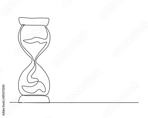 Hourglass countdown simple outline illustration. Continuous line drawing of Hourglass timer.