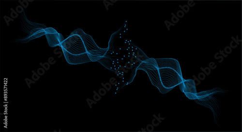 Wave lines smooth flowing dynamic blue line color . Technology, digital, communication, science, neuro, music concept vector background illustration