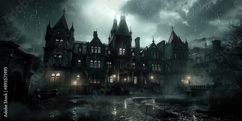 A Mysterious Manor House on a Rainy Night
