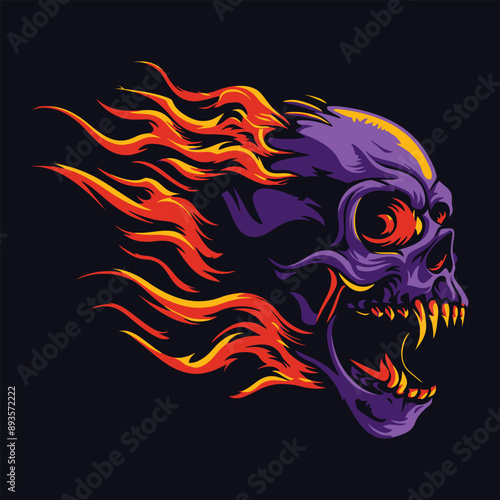 overheated fire skull vector illustration design