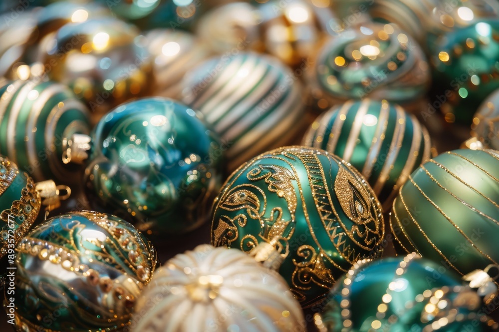 Closeup of Christmas ornaments for sale at a market. Closeup of Christmas ornaments for sale at a market.